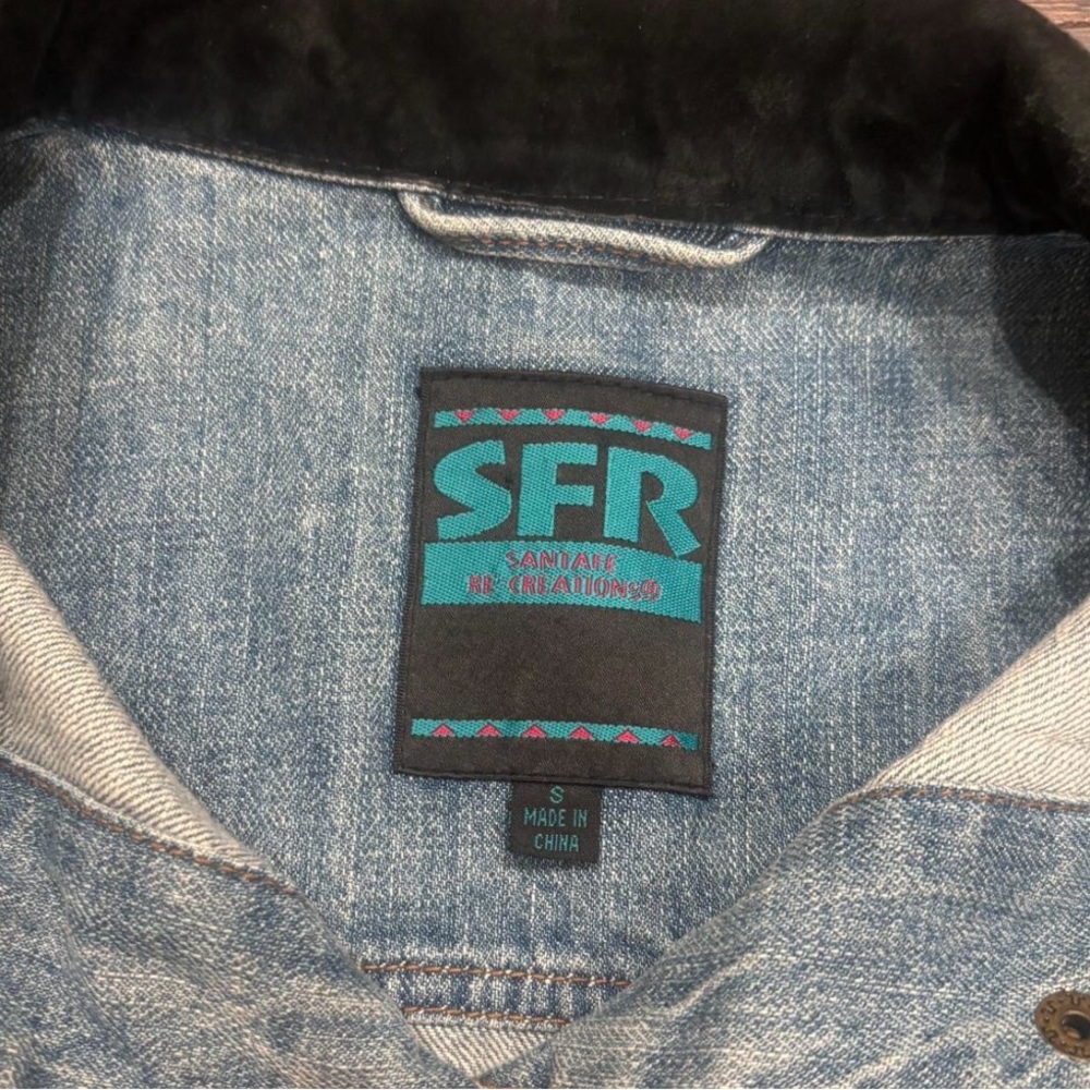 Vintage SFR Santa Fe Creation Denim Jacket with Suede & Aztec Patch - Picture 5 of 11